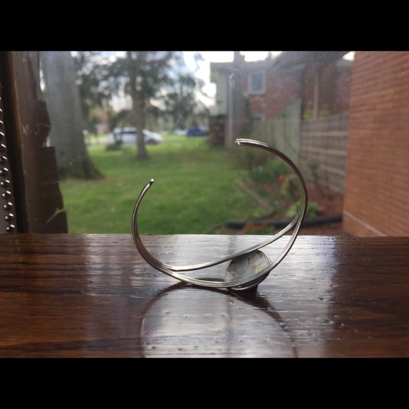 Vintage Sterling Silver Navajo Azurite Bear Paw Cuff Bracelet - Picture 14 of 16